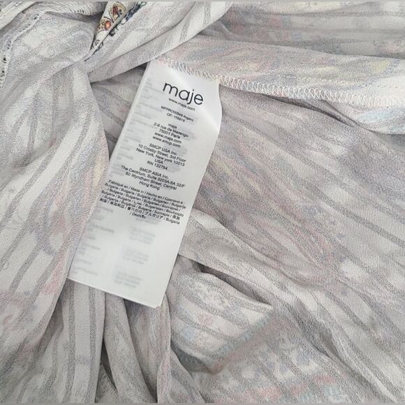 NWT Maje Roxie Ruffle Trim High/Low Wrap Dress in Multi/Silver size 1 or small - Picture 7 of 8